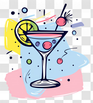 Cocktail - Colorful Cocktail Glass Party Illustration Transparent PNG