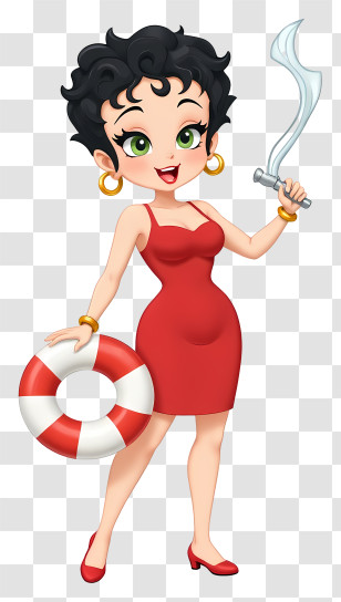 Betty Boop - Cute Pinup Girl With Lifebuoy Transparent PNG