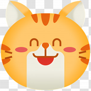 Cat Emoji - Smiling Orange Cat Emoji Illustration Transparent PNG