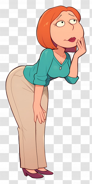 Lois Griffin - Thoughtful Red-Haired Cartoon Woman Transparent PNG