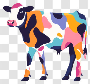 Colorful Cow - Colorful Cow Illustration Transparent PNG