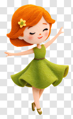 Little Girl Dancing - Joyful Dancing Girl In Green Dress Transparent PNG
