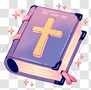 Bible - Colorful Religious Book With Cross Emblem Transparent PNG