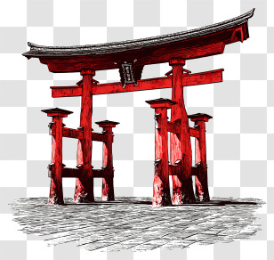 Ornate Torii Gate - Traditional Red Torii Gate Transparent PNG