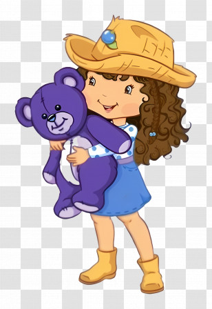 Blueberry Muffin - Girl Holding A Purple Teddy Bear Transparent PNG