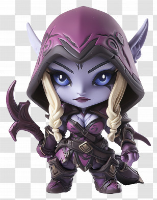 Sylvanas Windrunner - Chibi Fantasy Warrior Character Transparent PNG