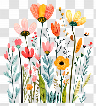 Flower Banner - Colorful Garden Flowers Transparent PNG