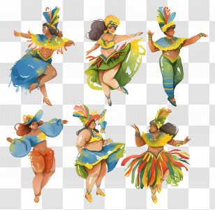 Brazilian Carnival Dancer - Colorful Dancers In Festive Costumes Transparent PNG