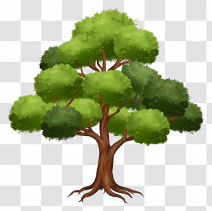 Green Tree - Tree Illustration With Unique Canopy Transparent PNG