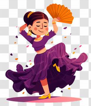 Flamenco Dancing - Dancing Woman With Fan Transparent PNG