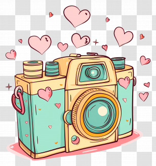 Cute Camera With Hearts - Cute Camera With Hearts Venting Love Illustration Transparent PNG