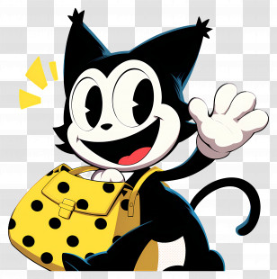 Felix The Cat - Happy Cartoon Cat With Bag Transparent PNG