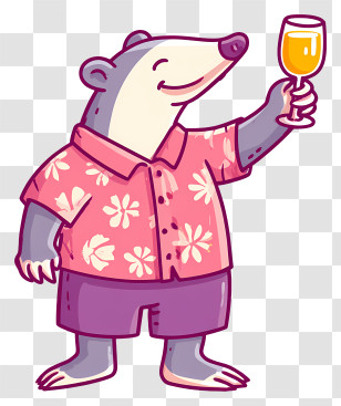 Anteater Holding Orange Juice - Cartoon Badger Toasting With Drink Transparent PNG