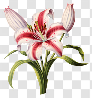 Lily Flower - Elegant Red And White Lily Flower Transparent PNG