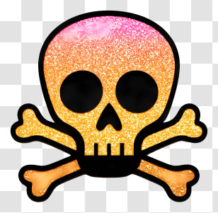 Glitter Skull Symbol - Colorful Glitter Skull And Crossbones Transparent PNG