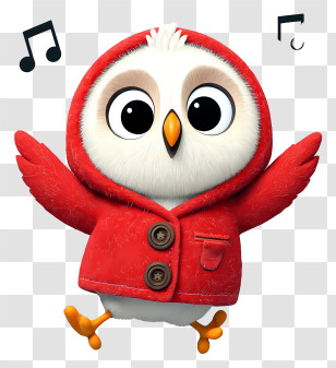 Cute Cartoon Snowy Owl - Cute Red Hooded Bird Transparent PNG