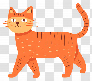 Cat Walking - Orange Tabby Cat In Cute Cartoon Style Transparent PNG