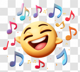 World Music Day - Happy Emoji With Musical Notes Illustration Transparent PNG
