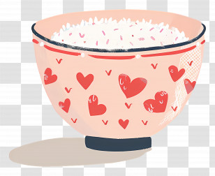Rice Bowl - Heart Patterned Decorative Bowl With Rice Transparent PNG