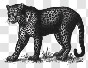 Leopard - Black Leopard Illustration With Spotted Fur Transparent PNG