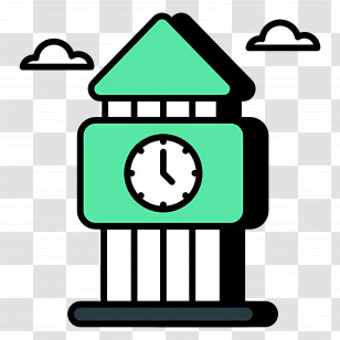 London Big Ben - Green Clock Tower Transparent PNG