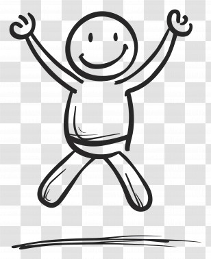 Stick Figure Jumping - Happy Stick Figure Jumping Transparent PNG