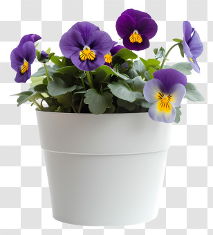 Pansy Flower - Purple Pansies In White Flower Pot Transparent PNG