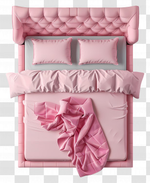 Bed Top View - Cozy Bed With Pink Blanket Transparent PNG