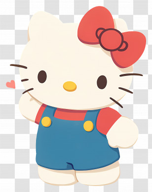 Hello Kitty - Cartoon White Cat With Red Bow Illustration Transparent PNG