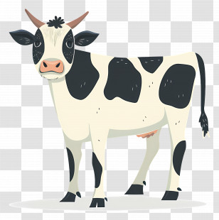 Cow - Black And White Cow Illustration Transparent PNG
