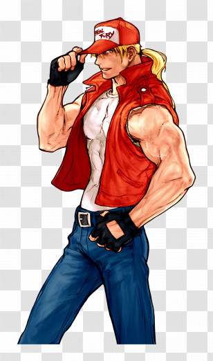 Terry Bogard - Cartoon Character In Red Hat And Vest Transparent PNG