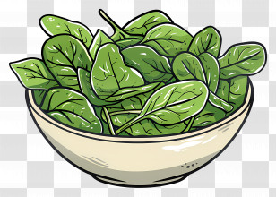 Spinach Salad - Bowl Of Fresh Spinach Leaves Transparent PNG