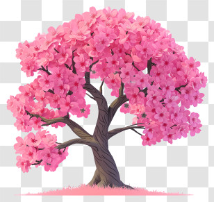 Flat Cherry Blossom Tree - Pink Cherry Blossom Tree In Full Bloom Transparent PNG