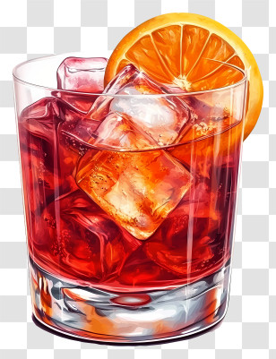 Negroni Cocktail - Refreshing Orange Cocktail Transparent PNG