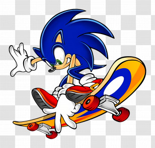 Sonic The Hedgehog - Sonic The Hedgehog On Skateboard Transparent PNG