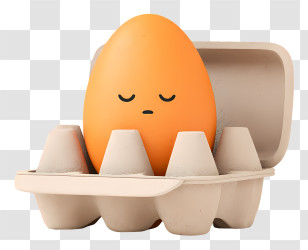 Sad Egg In Egg Carton - Sleepy Egg In Carton Transparent PNG