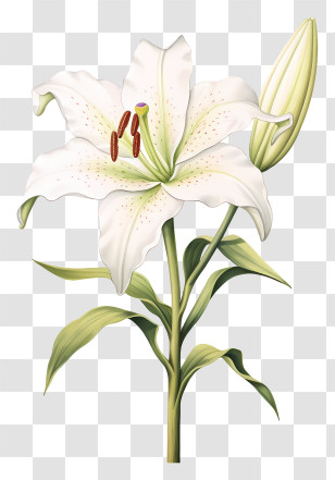 White Lily - Elegant White Lily Flower Illustration Transparent PNG