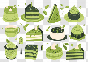 Matcha Dessert - Green Layered Desserts Transparent PNG