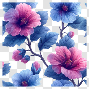 Floral Pattern Background - Beautiful Pink And Blue Flowers Transparent PNG