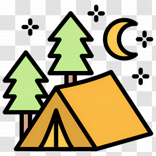 Camping Tent - Camping Tent Under The Moon Transparent PNG