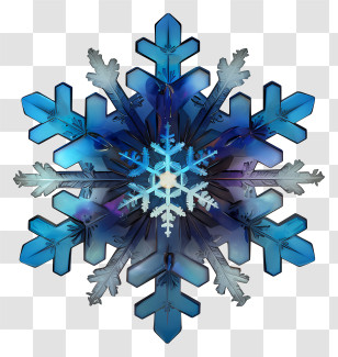 Snowflake Close Up - Blue Crystal Snowflake Ornament Transparent PNG
