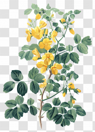 Siberian Pea Tree - Yellow Wildflowers With Green Leaves Illustration Transparent PNG
