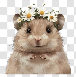 Hamster - Cute Hamster With Flower Crown Transparent PNG