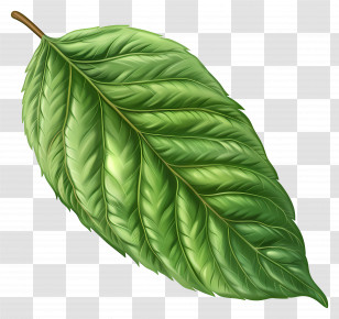 Green Leaf Clipart - Detailed Green Leaf Illustration Transparent PNG