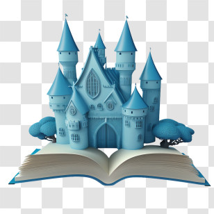 Cartoon Castle
 - Fantasy Illustration Of Blue Castle On Open Book Transparent PNG