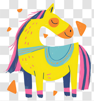 Cartoon Horse - Colorful Artistic Horse Illustration Transparent PNG