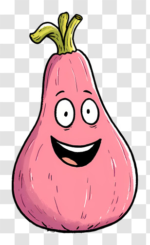 Cartoon Squash - Pink Cartoon Fruit With A Smile Transparent PNG