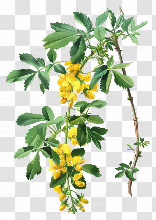 Siberian Pea Tree - Yellow Flowers On A Branch Transparent PNG