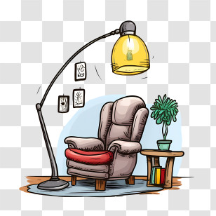 Couch And Lamp - Cozy Living Room Corner With Armchair Transparent PNG