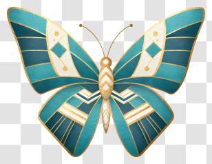 Butterfly Logo - Ornamental Teal And Gold Butterfly Transparent PNG